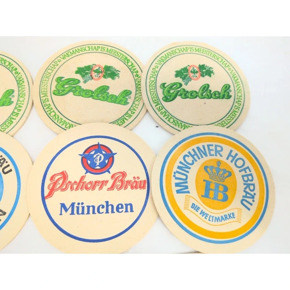 VTG German Beer Bar Coaster Spatenbrau Hackerbrau Grolsch Munchner Pschorr Brau